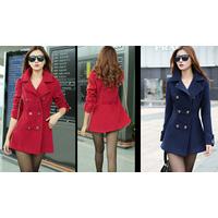 womens double breasted coat red 6