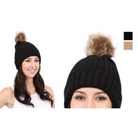 woolly winter bobble hat black