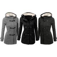 Women's Hooded Wool Coat Grey Size 8-10