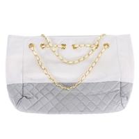 Women\'s Lady Satchel Shoulder Purse PU Leather Handbag Tote Bag White & Gray