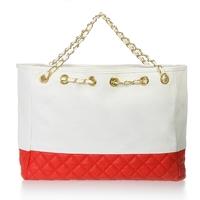 Women\'s Lady Satchel Shoulder Purse PU Leather Handbag Tote Bag White & Red