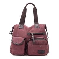 Women Canvas Handbag Casual Shoulder Bag Large Capacity Vintage Crossbody Tote Travel Bag