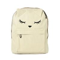 Women Backpack Cat Embroidery Footprint Large Capacity Zipper Adjustable Strap Laptop Bag Casual School Travel Bag