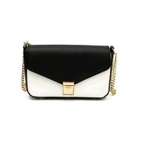 Women Chain Shoulder Bag Color Block PU Leather Flap Front Casual Mini Hand Bag Crossbody Bag