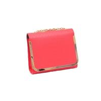 Women Vintage Chain Shoulder Bag PU Leather Candy Color Crossbody Messenger Bags Red