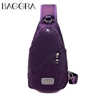 Women Sling Bag Solid Color Waterproof Nylon Zipper Casual Outdoor Travel Sport Chest Crossbody Bag