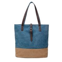 women canvas handbag contrast splicing zipper multi pocket large capac ...