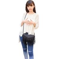 Women Tassel Shoulder Bag PU Leather Crossbody Bag Ladies Handbag Messenger Bag Black