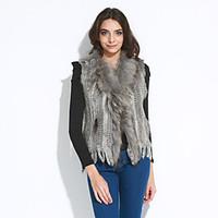 Women\'s Tassel Fur Vest With Sleeveless Shawl Rabbit Fur Casual Vest(More Colors)