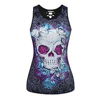 Women\'s Casual/Daily Beach Holiday Sexy Simple Summer Tank Top, Print U Neck Sleeveless Polyester Sheer