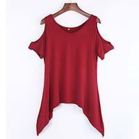 womens off the shoulder sexy round neck ruffle t shirt short sleeve