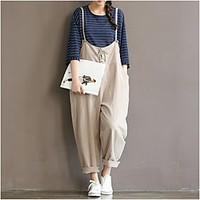 womens high rise inelastic overalls pants simple loose solid