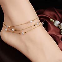 womens ankletbracelet pearl imitation pearl alloy unique design fashio ...