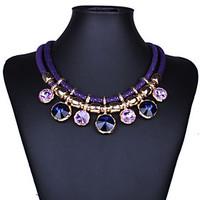 Women\'s Statement Necklaces Gemstone Crystal Alloy Fashion Statement Jewelry Black Purple Red Blue JewelryParty Special Occasion