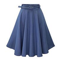 Women\'s Solid Blue Skirts, Casual / Day Midi