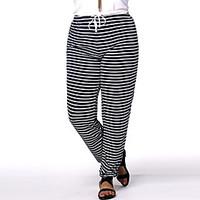 Women\'s Fine Stripe Striped Blue Harem Pants, Plus Size / Casual / Day / Active