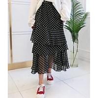 womens casualdaily asymmetrical skirts swing polka dot summer