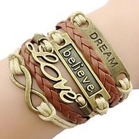 womens mens charm bracelet leather bracelet basic love european fashio ...