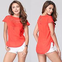 Women\'s Fashion Plus Size Casual / Work / Beach / Holiday Short Sleeve Chiffon T-shirt (S-XXXL)