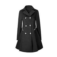 womens plus size work vintage simple trench coat solid peaked lapel lo ...