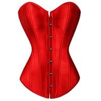 Women Overbust Corset / Plus Size Nightwear, Sexy / Push-Up / Retro Solid-Medium Nylon / Polyester Red / Black Women\'s