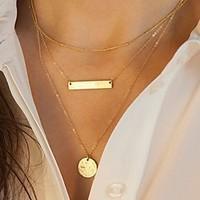 Women\'s Chain Necklaces Layered Necklaces Geometric Alloy Fashion European Multi Layer Sequins Gold Jewelry ForDaily Casual Sports Office
