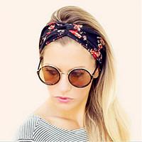 Women\'s Vintage Wide Stretch Yoga Elastic Turban Floral Twisted Knotted Headband