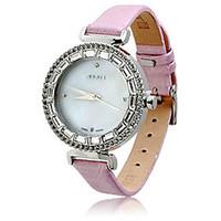 Women\'s Fashion Watch Bracelet Watch Japanese Quartz Water Resistant / Water Proof Leather Band Sparkle Black White Gold