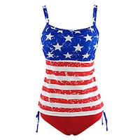 Women\'s Halter Stars Print Striped Tankini