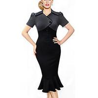 womens vintagesexycuteparty micro elastic short sleeve knee length dre ...