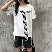 womens casualdaily simple t shirt print round neck short sleeve cotton