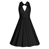 Women\'s Bow Casual/Daily / Beach Vintage / Street chic A Line Dress, Solid Halter Knee-length Sleeveless