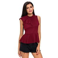 Women\'s Ruffle Asymmetric Ruffle Side Peplum Top