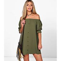 womens off the shoulder going out casualdaily shift dress solid boat n ...