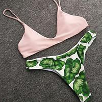 womens nylon lace up pink print floral triangle bikini swimsuit