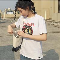 womens casualdaily simple summer t shirt letter round neck short sleev ...