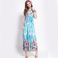 womens beach holiday sexy vintage street chic loose dress print round  ...