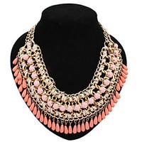 Women\'s Statement Necklaces Pearl Necklace Pearl Alloy Fashion Statement Jewelry Yellow Fuchsia Green Blue Pink JewelrySpecial Occasion