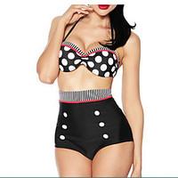 womens bandeauhigh waistretro classical halter bikini swimwear