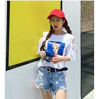 womens casualdaily simple summer t shirt print round neck short sleeve ...