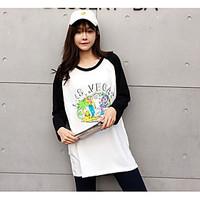 womens casualdaily simple t shirt print round neck long sleeve cotton