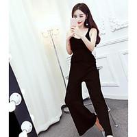 womens high rise casualdaily jumpsuits simple loose solid color spring