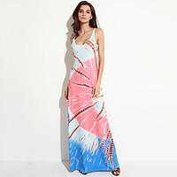 womens boho boho print bodycon dress deep u maxi polyester