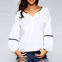 womens going out casualdaily simple street chic all seasons shirt soli ...