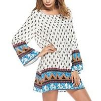 womens going out beach holiday sexy vintage boho loose dressgeometric  ...