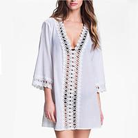 womens embroidery beach boho summer blouse print cowl long sleeve blue ...