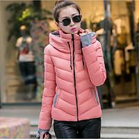 womens solid blue pink red white black green yellow padded coat simple ...