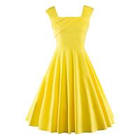 womens casualdaily beach vintage street chic a line dress solid square ...