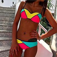 womens bandeau bikinis tankinis color block wireless padless bra nylon ...