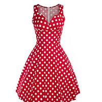 Women\'s Party Going out Casual/Daily A Line Sheath Dress, Polka Dot Asymmetrical Above Knee Sleeveless Rayon Spring Summer Mid Rise